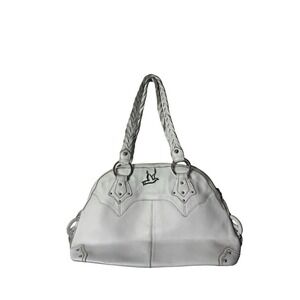 The Sak White Leather Yes to Peace say no to cruelty satchel hobo handbag